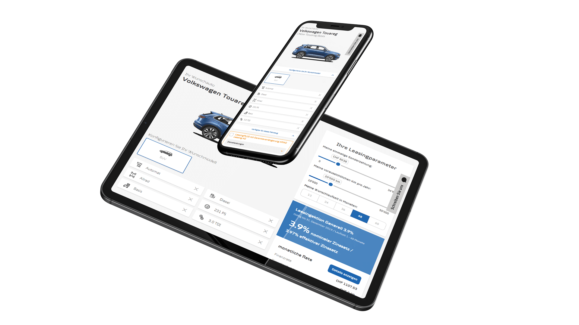 Leasing Portal on tablet and mobile phone